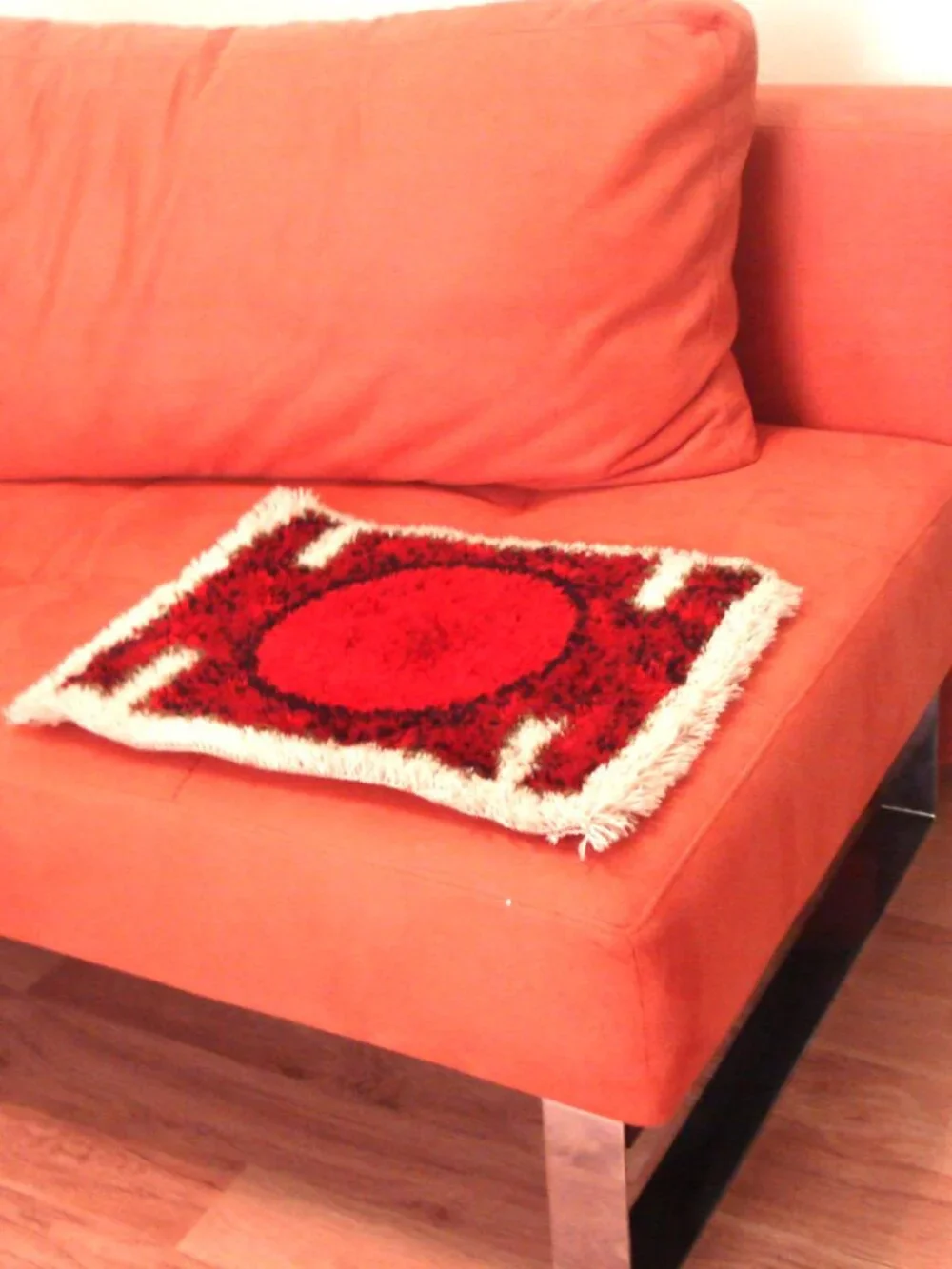 1960's HOJER EKSPORT WILTON Danish Wool Mini Rya Rug Mid Century, Original Label